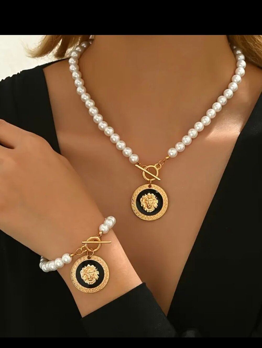 Designer Inspired Lion Necklace & Bracelet Set